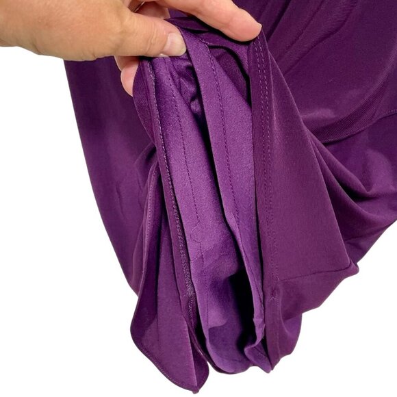 XSCAPE by Joanna Chen Lace Satin Draped Dress Plum Purple Formal Ruched Size 8 - Picture 6 of 16